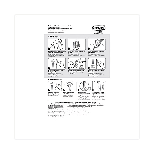 Command Designer Hooks, Medium, Plastic, White, 3 lb Capacity, 13 Hooks and 16 Strips/Pack (1708113NA)