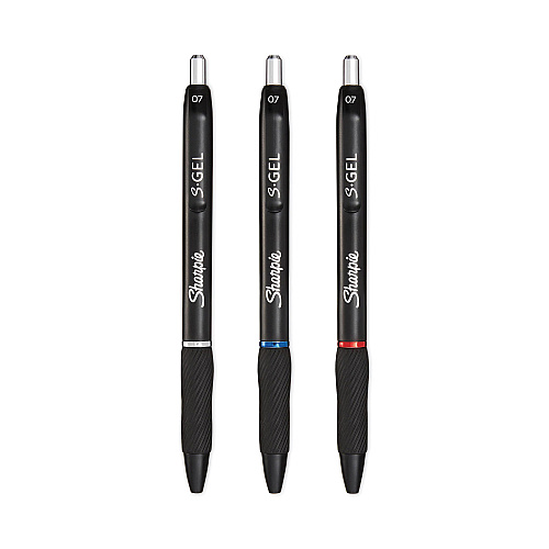 Sharpie S-Gel High-Performance Gel Pen, Retractable, Medium 0.7 mm, Assorted Ink Colors, Black Barrel, Dozen (2096153)