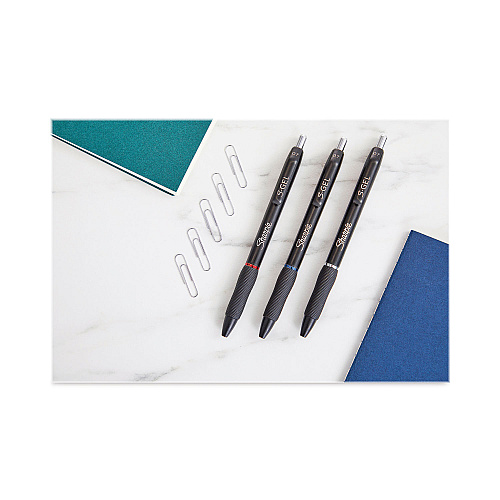 Sharpie S-Gel High-Performance Gel Pen, Retractable, Medium 0.7 mm, Assorted Ink Colors, Black Barrel, Dozen (2096153)