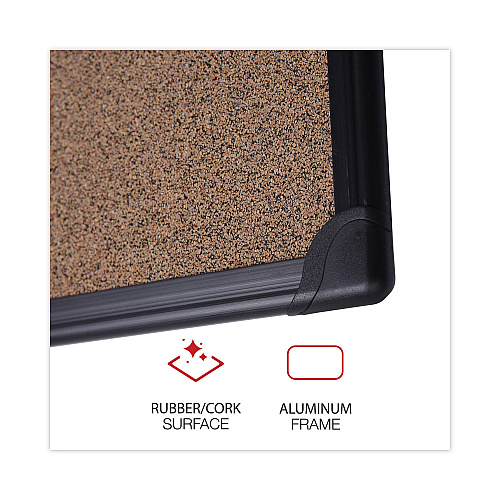 Universal Tech Cork Board, 24 x 18, Brown Surface, Black Aluminum Frame (UNV43021)