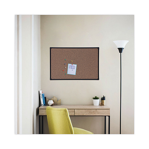 Universal Tech Cork Board, 36 x 24, Brown Surface, Black Plastic Frame (UNV43022)