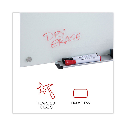 Universal Frameless Glass Marker Board, 36 x 24, White Surface (UNV43232)
