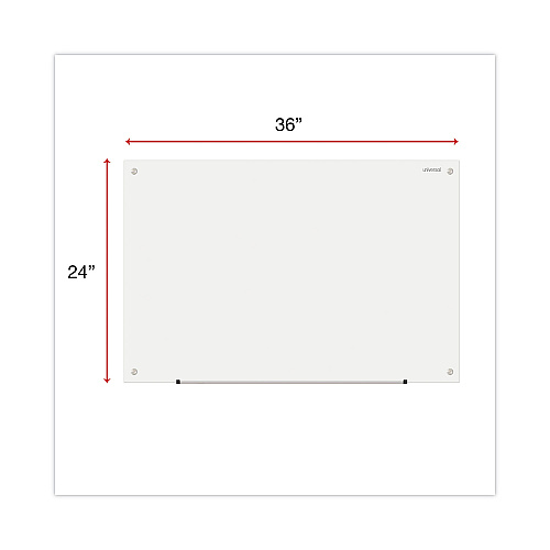 Universal Frameless Glass Marker Board, 36 x 24, White Surface (UNV43232)