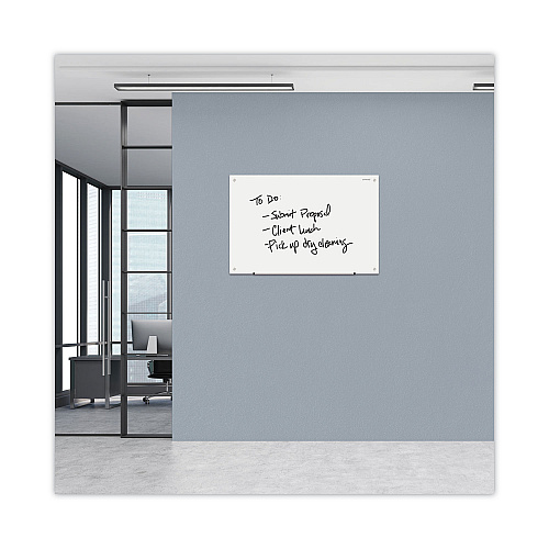 Universal Frameless Glass Marker Board, 36 x 24, White Surface (UNV43232)