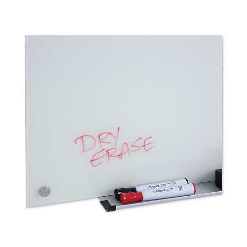 Universal Frameless Glass Marker Board, 36 x 24, White Surface (UNV43232)