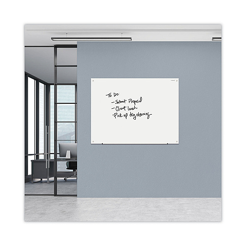 Universal Frameless Glass Marker Board, 48 x 36, White Surface (UNV43233)