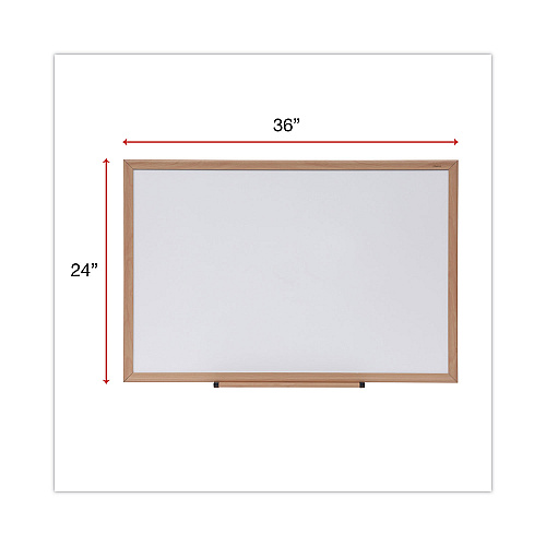 Universal Deluxe Melamine Dry Erase Board, 36 x 24, Melamine White Surface, Oak Fiberboard Frame (UNV43619)