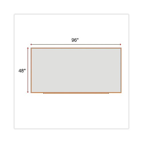 Universal Deluxe Melamine Dry Erase Board, 96 x 48, Melamine White Surface, Oak Fiberboard Frame (UNV43620)