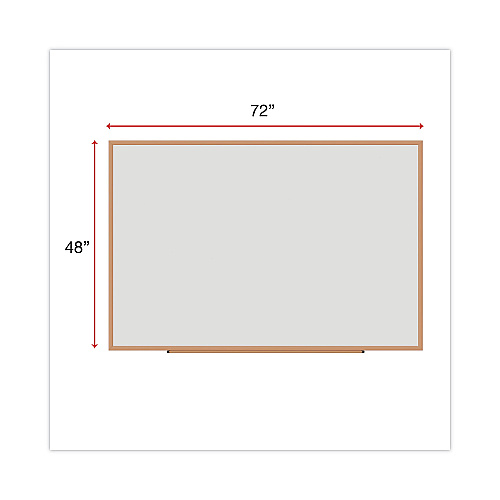 Universal Deluxe Melamine Dry Erase Board, 72 x 48, Melamine White Surface, Oak Fiberboard Frame (UNV43621)