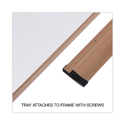 Universal Deluxe Melamine Dry Erase Board, 72 x 48, Melamine White Surface, Oak Fiberboard Frame (UNV43621)