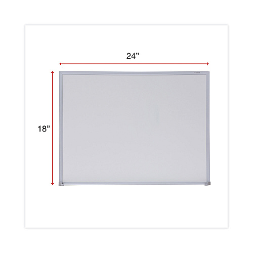 Universal Melamine Dry Erase Board with Aluminum Frame, 24 x 18, White Surface, Anodized Aluminum Frame (UNV43622)