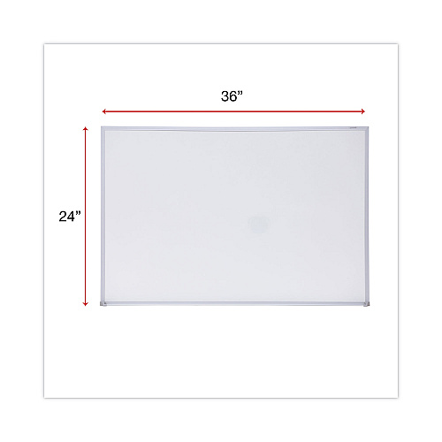 Universal Melamine Dry Erase Board with Aluminum Frame, 36 x 24, White Surface, Anodized Aluminum Frame (UNV43623)