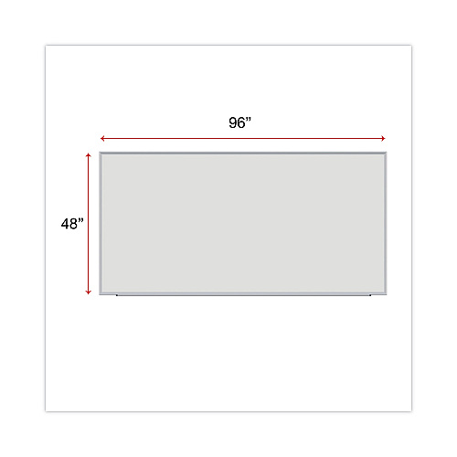 Universal Deluxe Melamine Dry Erase Board, 96 x 48, Melamine White Surface, Silver Anodized Aluminum Frame (UNV43627)