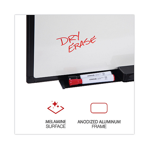 Universal Design Series Deluxe Dry Erase Board, 48 x 36, White Surface, Black Anodized Aluminum Frame (UNV43629)