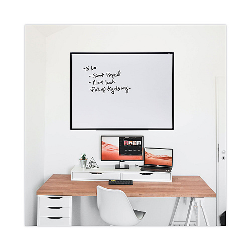 Universal Design Series Deluxe Dry Erase Board, 48 x 36, White Surface, Black Anodized Aluminum Frame (UNV43629)