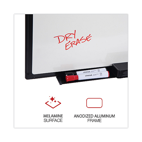 Universal Design Series Deluxe Dry Erase Board, 24 x 18, White Surface, Black Anodized Aluminum Frame (UNV43630)