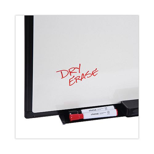 Universal Design Series Deluxe Dry Erase Board, 24 x 18, White Surface, Black Anodized Aluminum Frame (UNV43630)