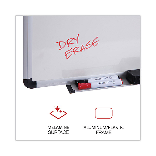 Universal Modern Melamine Dry Erase Board with Aluminum Frame, 24 x 18, White Surface (UNV43722)