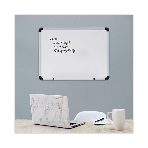 Universal Modern Melamine Dry Erase Board with Aluminum Frame, 24 x 18, White Surface (UNV43722)