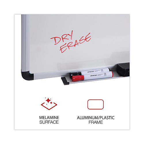 Universal Modern Melamine Dry Erase Board with Aluminum Frame, 36 x 24, White Surface (UNV43723)