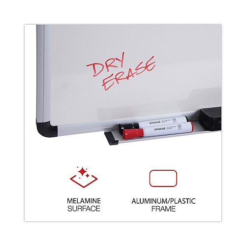 Universal Modern Melamine Dry Erase Board with Aluminum Frame, 48 x 36, White Surface (UNV43724)
