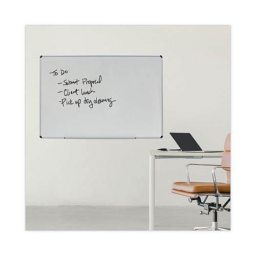 Universal Modern Melamine Dry Erase Board with Aluminum Frame, 72 x 48, White Surface (UNV43725)