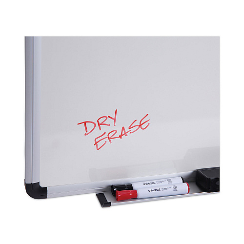 Universal Modern Melamine Dry Erase Board with Aluminum Frame, 72 x 48, White Surface (UNV43725)