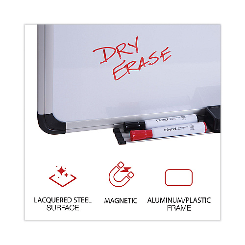 Universal Magnetic Steel Dry Erase Marker Board, 72 x 48, White Surface, Aluminum/Plastic Frame (UNV43735)