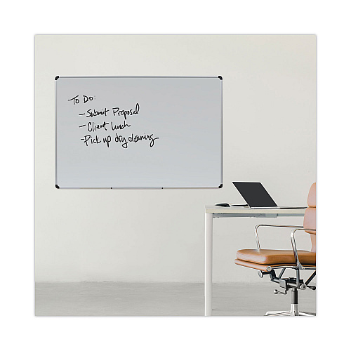 Universal Magnetic Steel Dry Erase Marker Board, 72 x 48, White Surface, Aluminum/Plastic Frame (UNV43735)