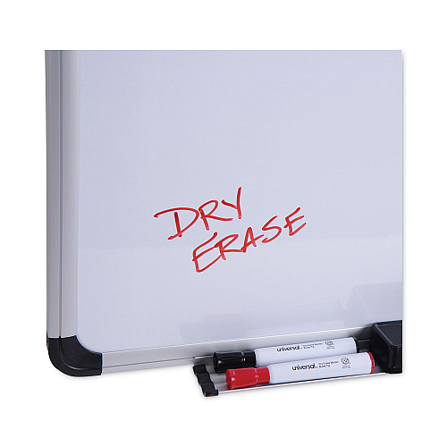 Universal Magnetic Steel Dry Erase Marker Board, 72 x 48, White Surface, Aluminum/Plastic Frame (UNV43735)