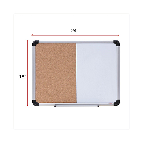 Universal Cork/Dry Erase Board, Melamine, 24 x 18, Tan/White Surface, Gray/Black Aluminum/Plastic Frame (UNV43742)