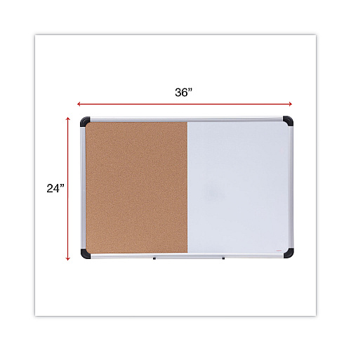 Universal Cork/Dry Erase Board, Melamine, 36 x 24, Tan/White Surface, Gray/Black Aluminum/Plastic Frame (UNV43743)