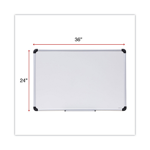Universal Deluxe Porcelain Magnetic Dry Erase Board, 36 x 24, White Surface, Silver/Black Aluminum Frame (UNV43841)