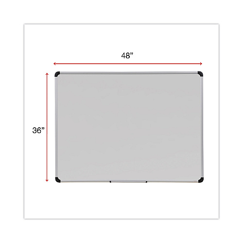 Universal Deluxe Porcelain Magnetic Dry Erase Board, 48 x 36, White Surface, Silver/Black Aluminum Frame (UNV43842)