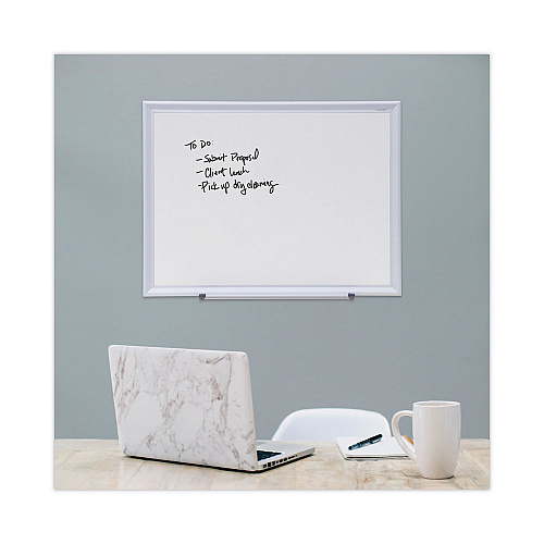 Universal Deluxe Melamine Dry Erase Board, 24 x 18, Melamine White Surface, Silver Aluminum Frame (UNV44618)