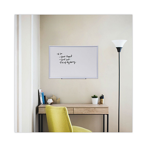 Universal Deluxe Melamine Dry Erase Board, 36 x 24, Melamine White Surface, Silver Aluminum Frame (UNV44624)