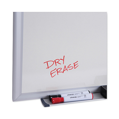 Universal Deluxe Melamine Dry Erase Board, 36 x 24, Melamine White Surface, Silver Aluminum Frame (UNV44624)