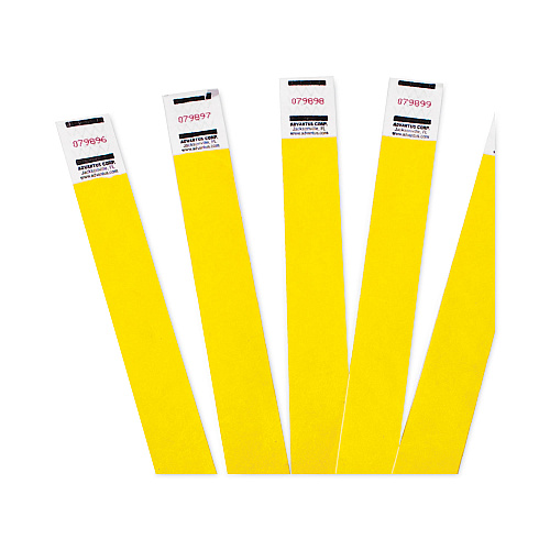 Advantus Crowd Management Wristbands, Sequentially Numbered, 10" x 0.75", Yellow, 100/Pack (75444)