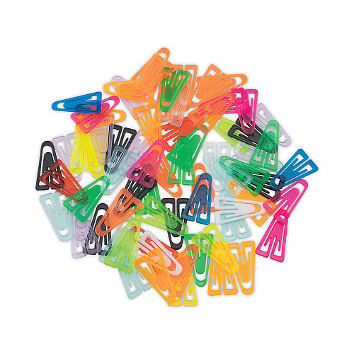 GEM Plastic Paper Clips, Medium, Smooth, Assorted Colors, 500/Box (PC0300)