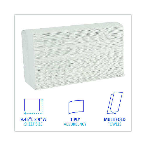 Boardwalk&reg; Multifold Paper Towels, 1-Ply, White, 4000 Towels (BWK6200)