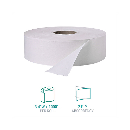 Windsoft&reg; Jumbo Jr. Toilet Paper Rolls, 2-Ply, 1000-ft., 12 Rolls (WIN202)