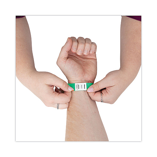 Advantus Crowd Management Wristbands, Sequentially Numbered, 10" x 0.75", Green, 100/Pack (75443)