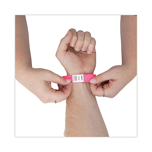 Advantus Crowd Management Wristbands, Sequentially Numbered, 9.75" x 0.75", Neon Pink, 500/Pack (91121)