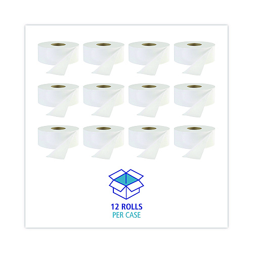 Boardwalk&reg; Jumbo Jr. Toilet Paper Rolls, 1-Ply, 2000-ft., 12 Rolls (BWK6101)
