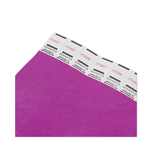 Advantus Crowd Management Wristbands, Sequentially Numbered, 9.75" x 0.75", Purple, 100/Pack (75440)