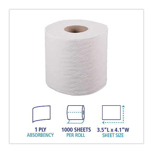 Boardwalk&reg; Standard Toilet Paper, 1-ply, 1,000 Sheets, 96 Rolls (BWK6170B)