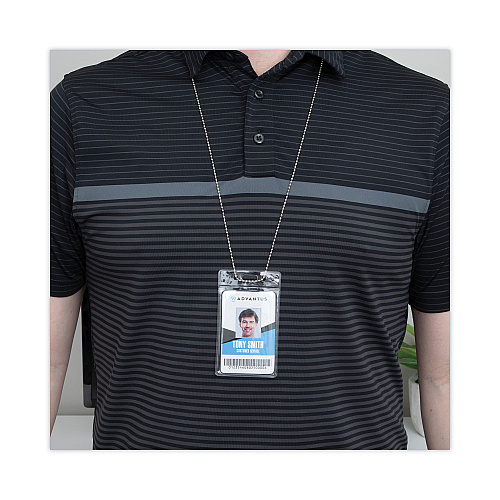 Advantus ID Badge Holder Chain, Metal Ball Chain Fastener, 36" Long, Nickel Plated, 100/Box (75417)