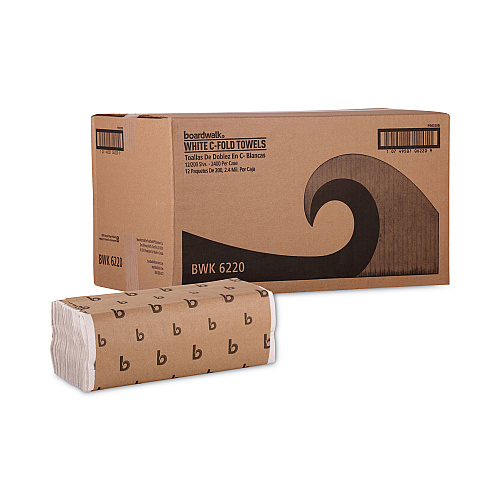 Boardwalk&reg; C-Fold Paper Towels, 1-Ply, White, 2400 Towels (BWK6220)
