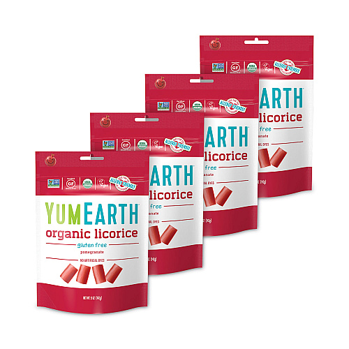 YumEarth Organic Gluten Free Pomegranate Licorice, 5 oz Bag, 4/Pack (27000046)