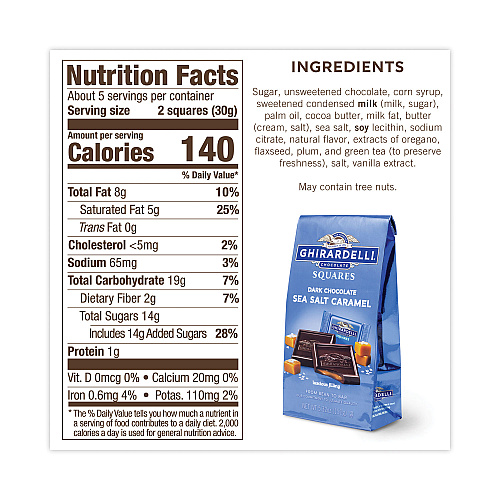 Ghirardelli Dark and Sea Salt Caramel Chocolate Squares, 5.32 oz Packs, 3 Count (30001023)